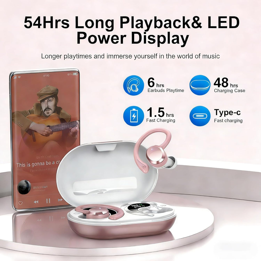 Bluetooth Kopfhörer, In Ear Kopfhörer Kabellos Bluetooth 5.4 mit 68 std Spielzeit LED-Anzeige, 4 ENC