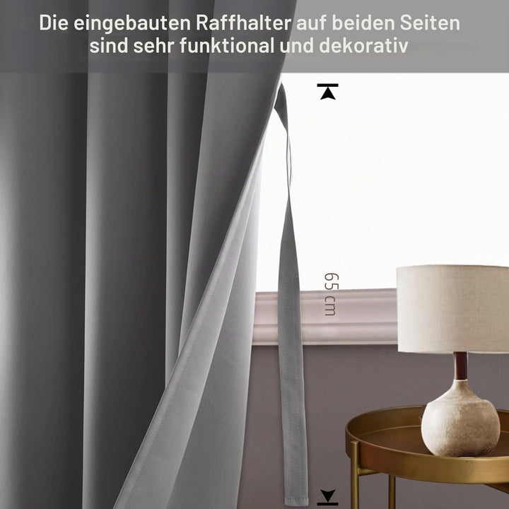 JIUZHEN Blickdicht Vorhänge Gardinen Ösenvorhang für Schlafzimmer Wohnzimmer,Grau Verdunkelungsvorha