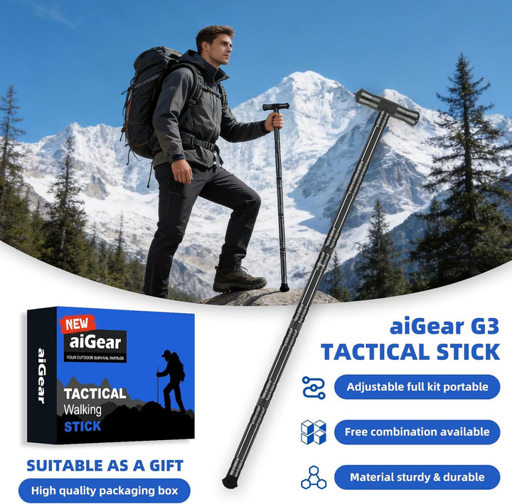 aiGear Taktischestöcke/Wanderstöcke | Upgraded Aluminium Taktische Pole Taktischer Stock | Outdoor 5