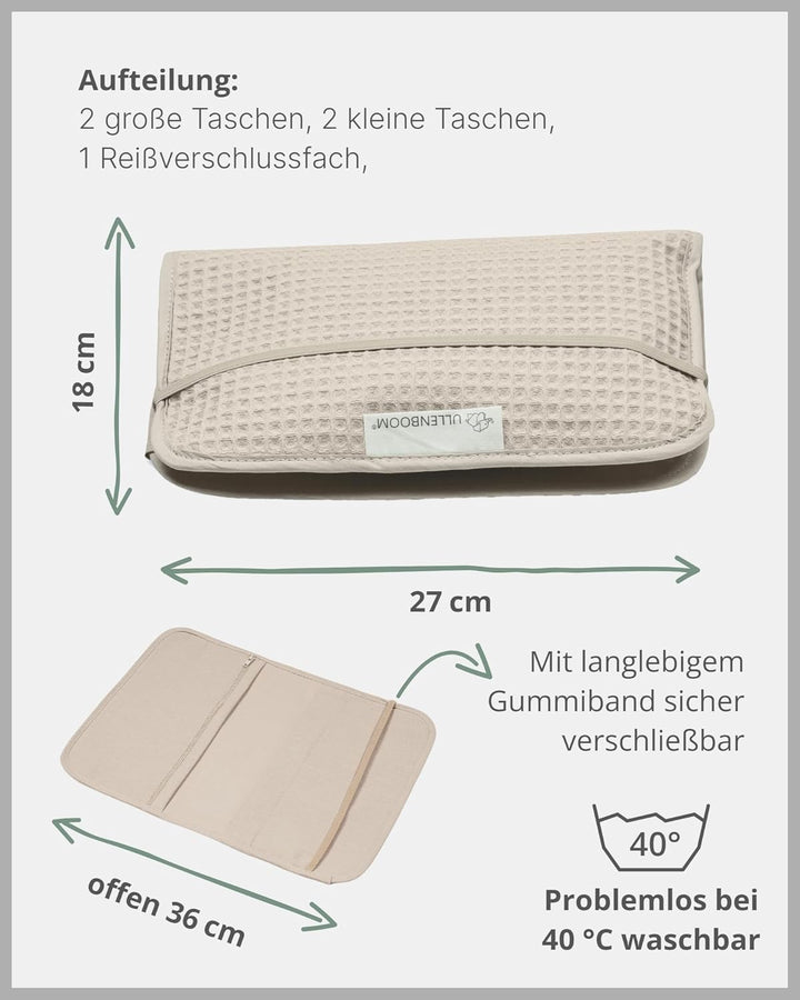 ULLENBOOM ® Windeltasche für unterwegs, Sand, Made in EU - Wickeltasche für bis zu 3 Windeln, Feucht