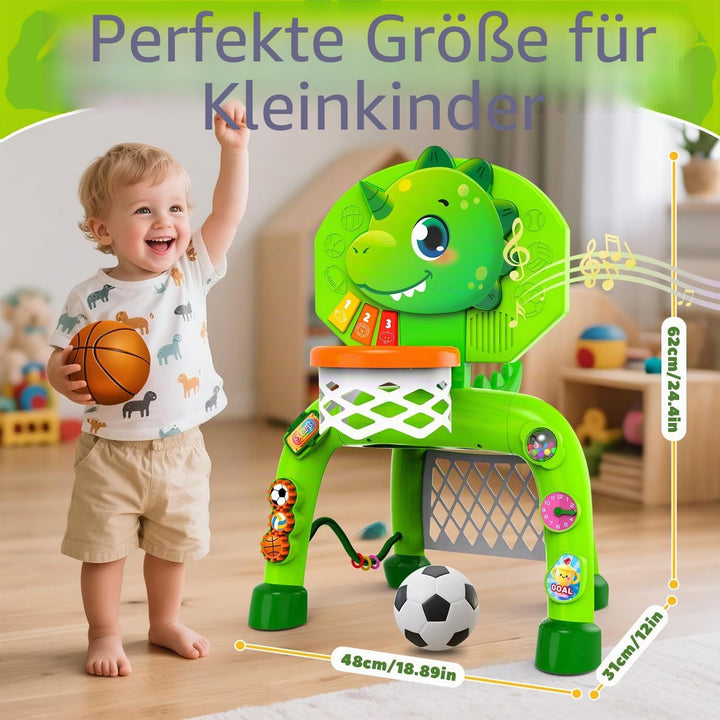Basketballkorb Kinder &amp; Fussballtore für Garten Kinder 1-3 Jahren, Dinosaurier Geschenke für Jungen,