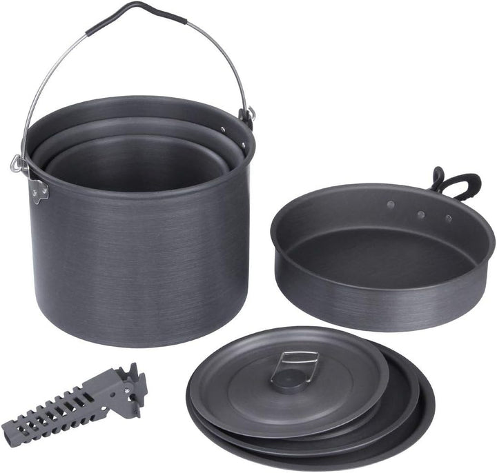10T Topf Pfannen Set Ranger VI+ Camping Kochset für 6-10 Mann 8 TLG. Kochgeschirr im Netzbeutel
