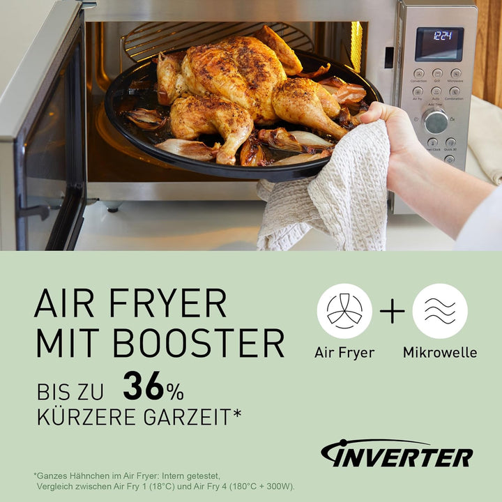 Panasonic NN-CD58RSEPG 27L 4-in-1 Kombi-Mikrowelle mit Airfryer-Funktion, 1000W Inverter, 1300W Gril