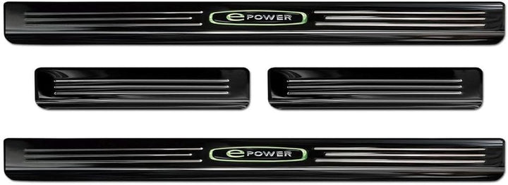 Black Inox door sill protectors compatible with Ford Mustang Mach-E 2020- 'E-Power' - 4-pieces