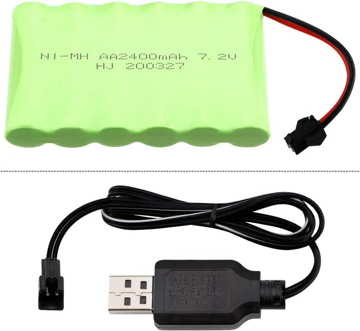 YUNIQUE Deutschland 1 Stück wiederaufladbare Batterie 7,2 V 2400 mAh NI-MH AA mit SM-2P 2Pin Plug un