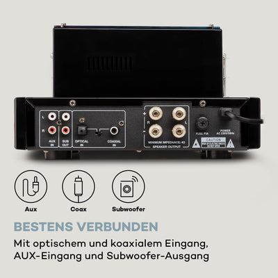 Auna Amp VT Röhrenverstärker HiFi-Verstärker 2x35W RMS, Stereo Verstärker BT Opt./Koax./AUX-In, Ampl