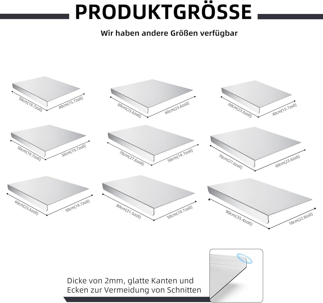 Edelstahl Schneidebrett, Arbeitsplatte Knetbrett Edelstahl Für Kneten & Backen, Küchenplatte, Nudelb