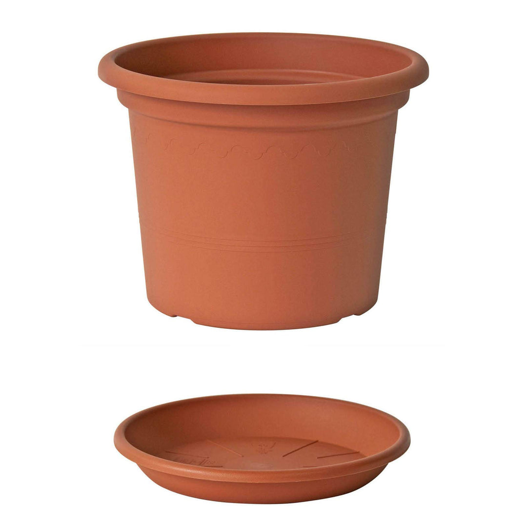 Euro3plast Geo Blumentopf mit Untersetzer 12 Grössen und 9 Farben zur Wahl (60 cm, Terrakotta) 60 cm