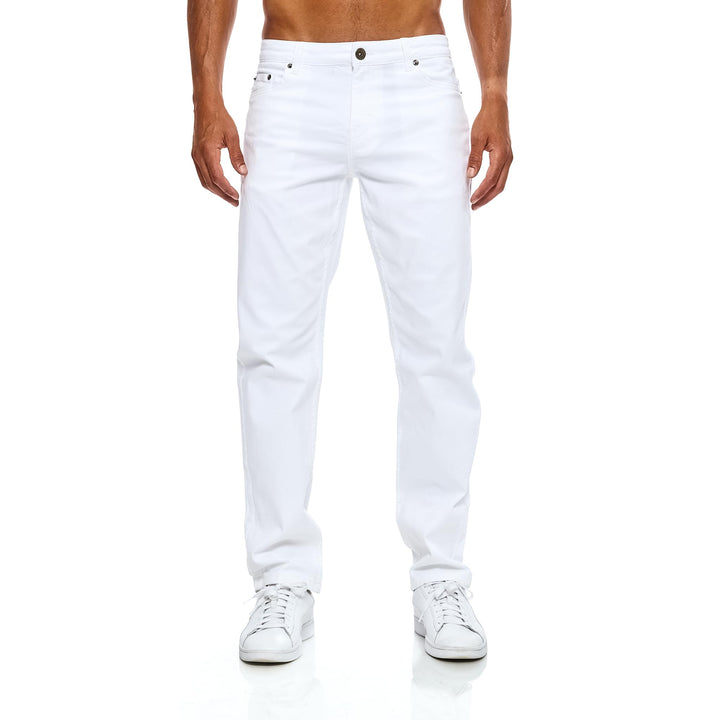 JEEL Herren-Jeans - Regular-Fit Straight-Cut - Stretch - Jeans-Hose Basic Washed 29W / 34L 08-weiss,
