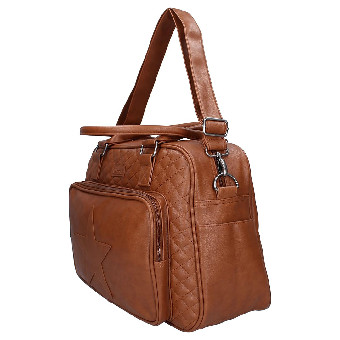 Kidzroom Luiertas -Cognac- Vegan Leather met ster 30*48*16cm Blau, 30*48*16cm Blau