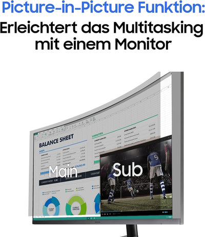 Samsung WQHD Monitor S6U S27A600UUU, 27 Zoll, IPS-Panel, WQHD-Auflösung, HDR10, AMD FreeSync, Reakti