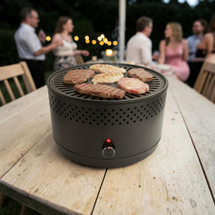 3 PAGEN® elektrischer Holzkohlegrill mit Lüfter – geeignet für Balkon, Terrasse &amp; Park – rauchfreier