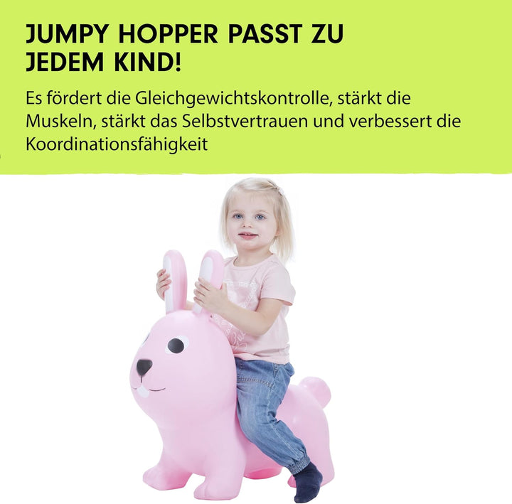 Gerardo's Toys Jumpy Hüpftier Hase Hellrosa - Hüpftiere ab 1 Jahr und ab 2 Jahre - Aufblasbare Tiere
