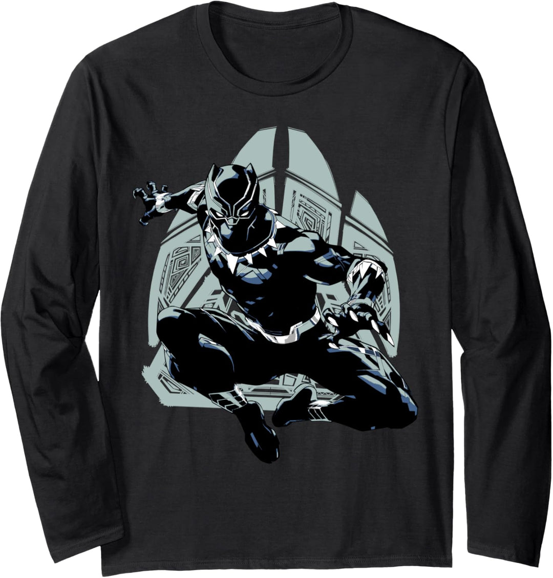 Marvel Avengers Black Panther Paw Print Portrait Langarmshirt