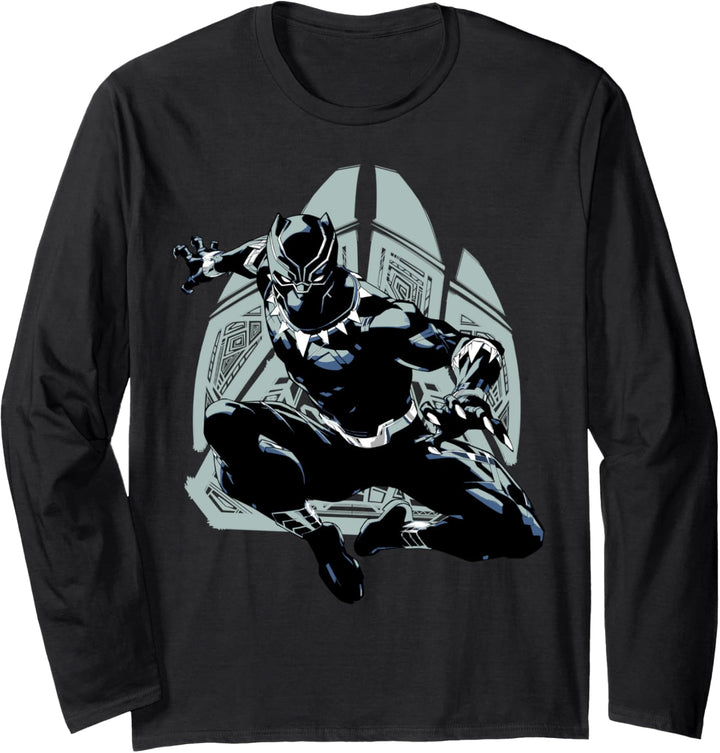 Marvel Avengers Black Panther Paw Print Portrait Langarmshirt
