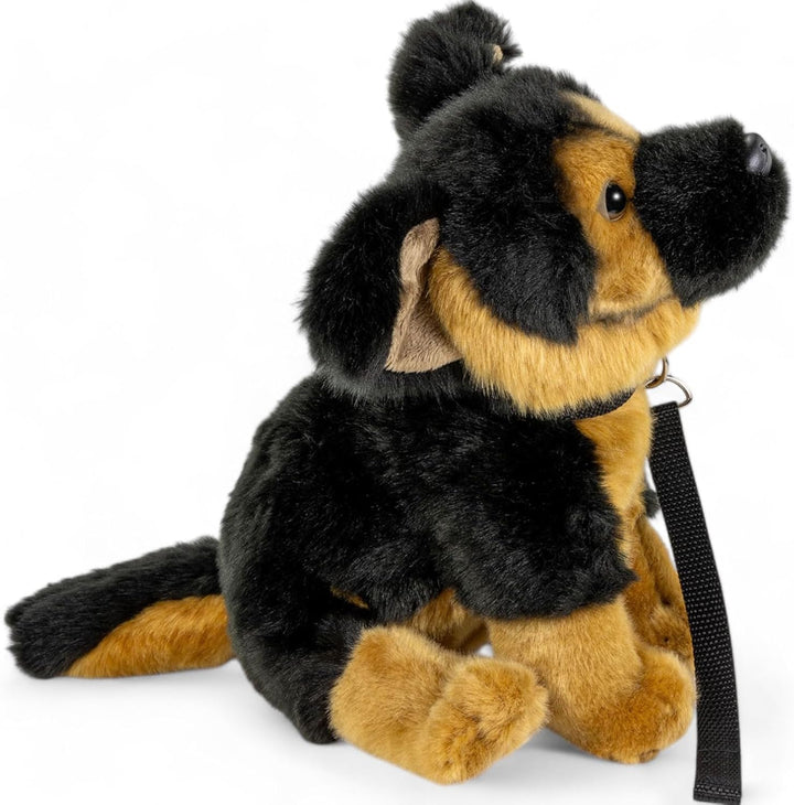 Carl Dick Schäferhund mit Leine sitzend, Hund, Plüschtier, Kuscheltier, ca. 25cm 3498 Shs - Schwarz-