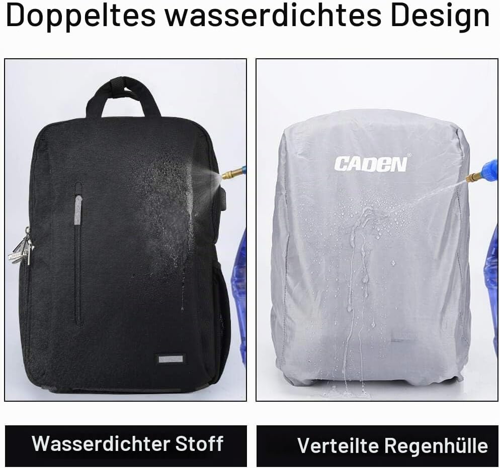 CADeN Kamerarucksack,Wasserabweisend Fotorucksack Camera Backpack &amp; Casual Travel Bag mit USB für DS
