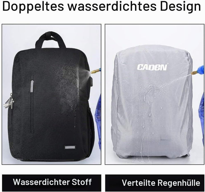 CADeN Kamerarucksack,Wasserabweisend Fotorucksack Camera Backpack &amp; Casual Travel Bag mit USB für DS