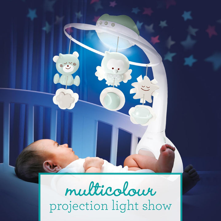 Infantino 3-in-1 Projektor Musik-Mobile, Umwandelbares Mobile, Lichtprojektor für Tisch & Kinderbett