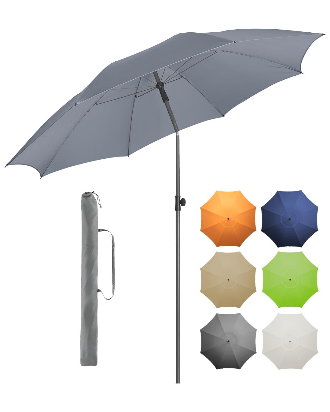 FARE Sonnenschirm Gr. XL - 235 cm Durchmesser - UV-Schutz 50+ für Balkon Garten Terrasse Sommer - Ti