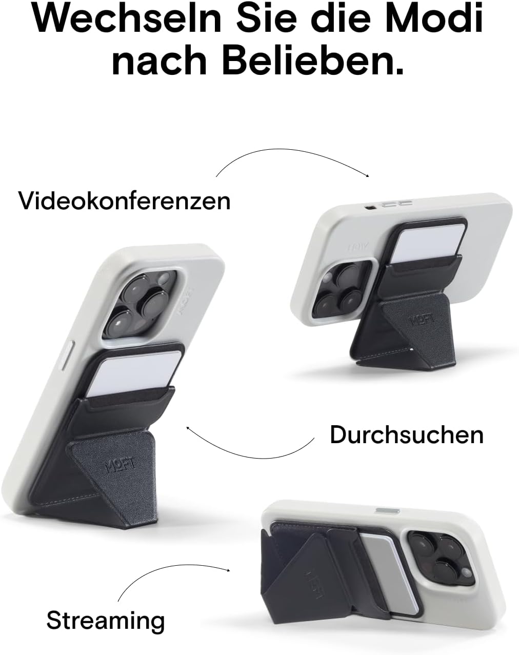MOFT Magnetischer Handy Wallet Ständer, Veganem Leder Kartenhalter Stand Kompatibel mit Magsafe iPho