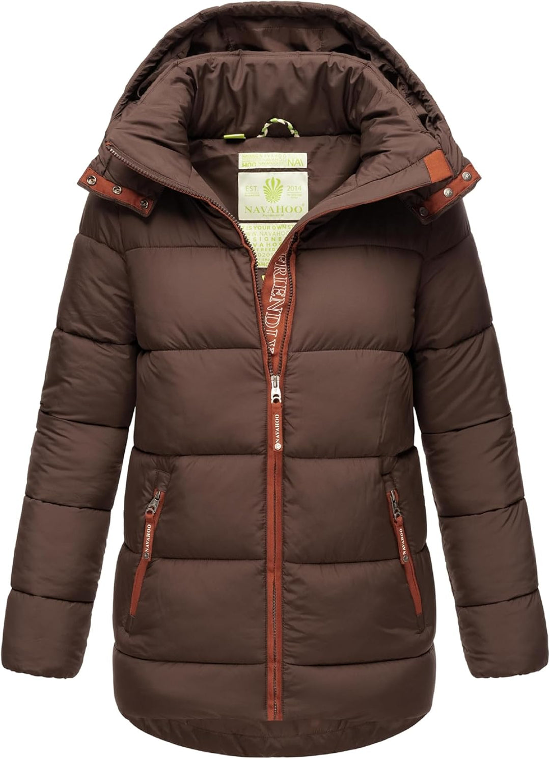 Navahoo Damen Kurze Winterjacke Steppjacke warm mit Abnehmbarer Kapuze aus recycelten Materialien Wa