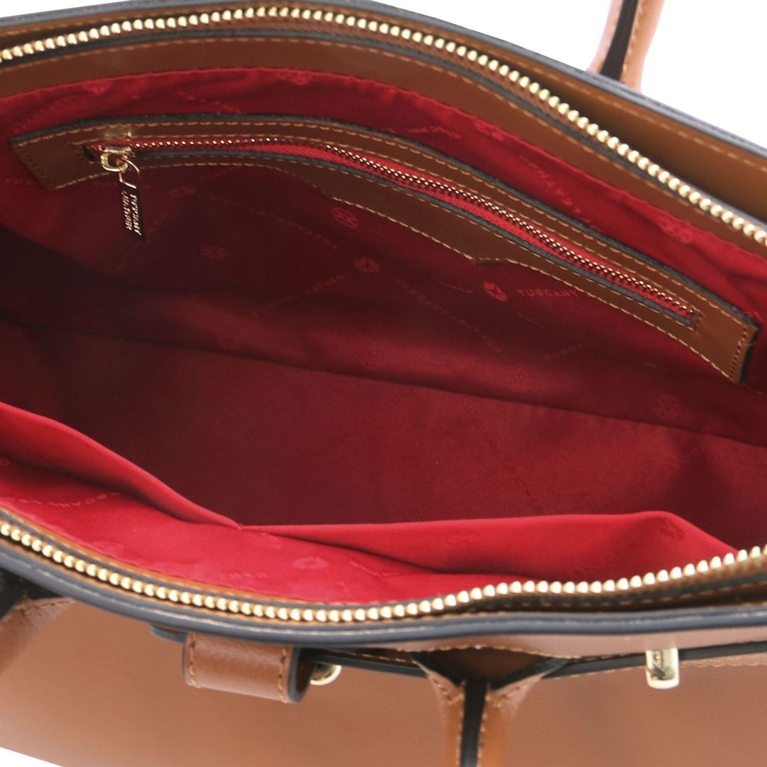 Tuscany Leather TLBag Handtasche aus Leder Cognac, Cognac