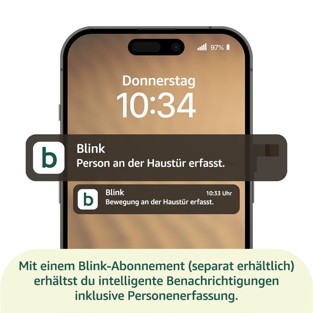 Blink Videotürklingel (neueste generation) | Einzelgerät | Kopf-bis-Fuss-Aufnahme in HD, 2 Jahre Bat
