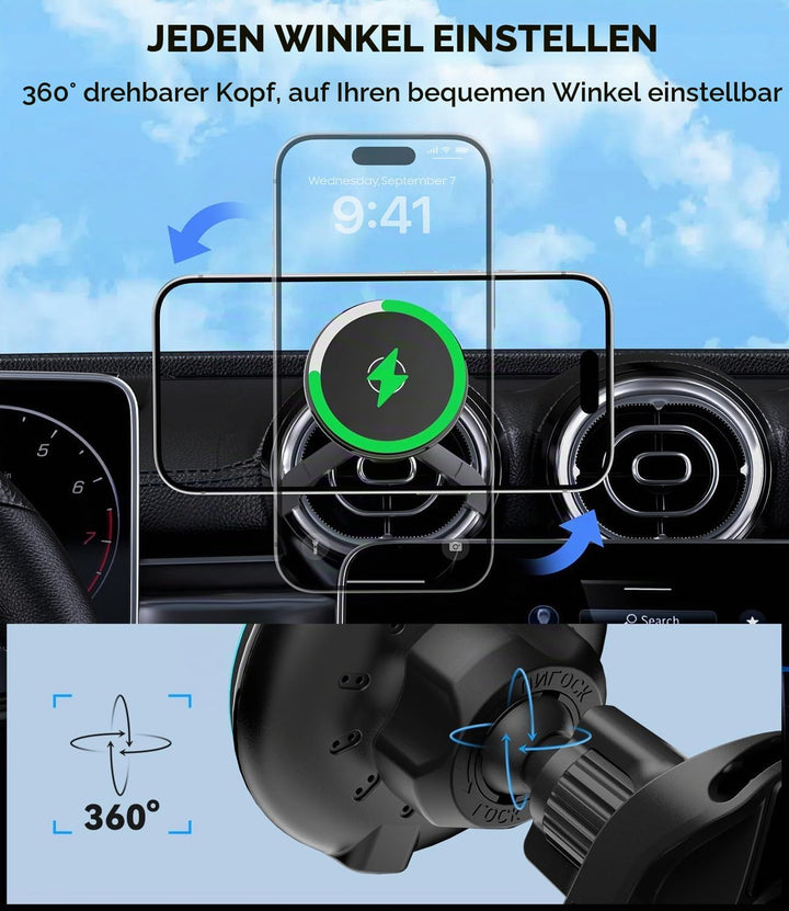 Qi2 15W für MagSafe Autohalterung mit Ladefunktion für Mercedes Benz A/B/C/E/V/G-Klasse &amp; Audi A1/A3