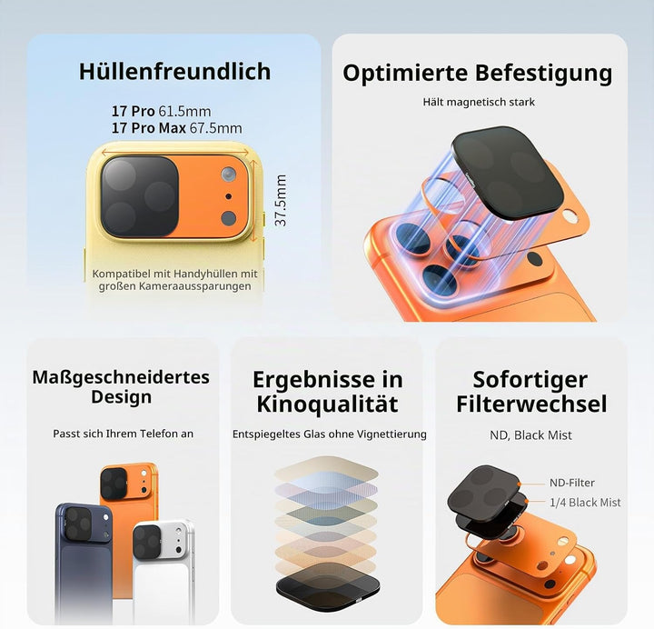 SMALLRIG Square ND &amp; Black Mist Filter Kit für iPhone 17 Pro Max, Magnetische Objektivfilter mit Bas