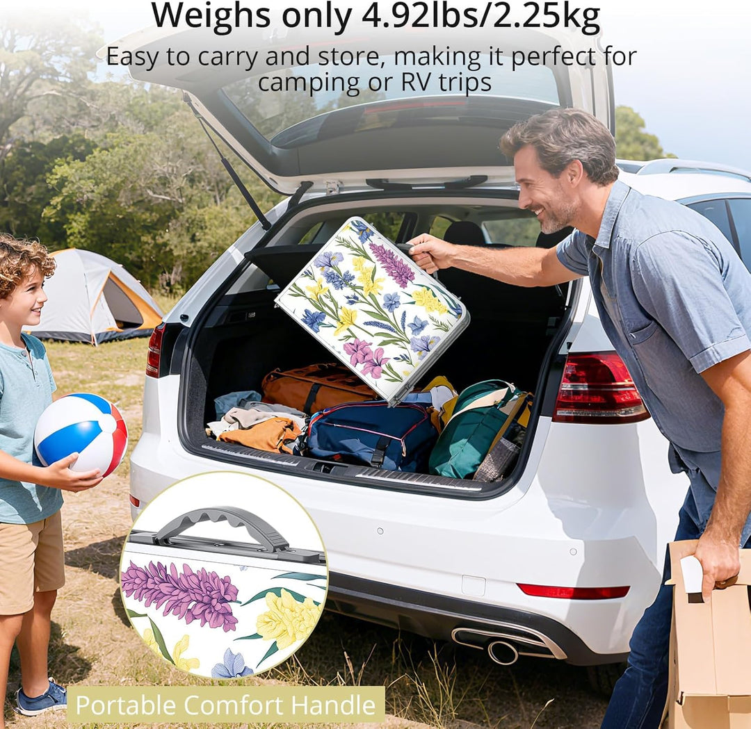 Anbte Campingtisch Klappbar 58x40cm Aluminium-Rahmen Picknicktisch 3 Höhen Verstellbar 26/48/70cm MD