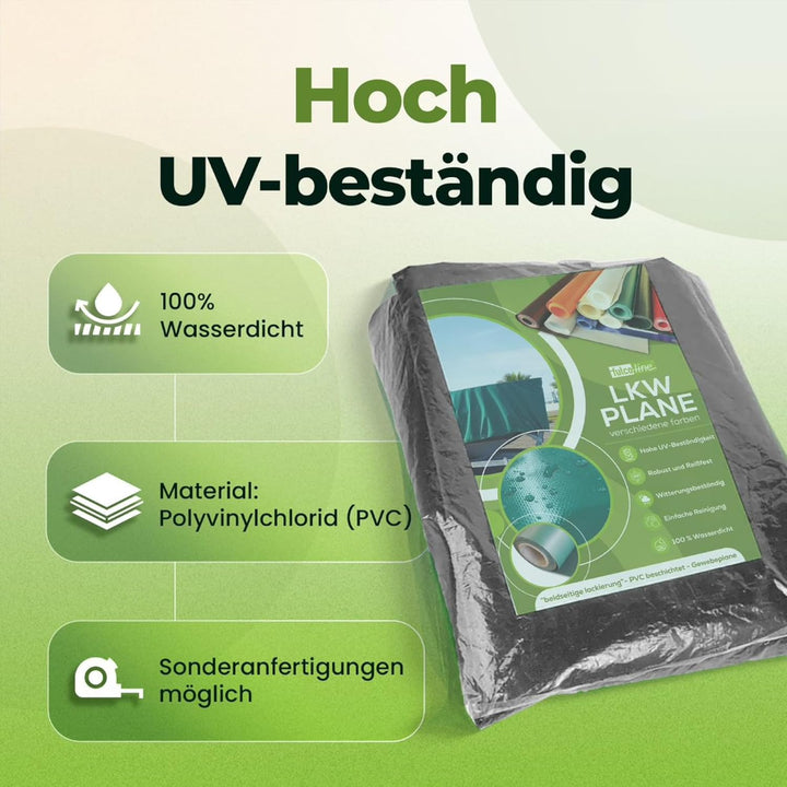LKW Plane, 700 g, Abdeckplane, PVC Plane, Ösen alle 50 cm mit Saum auf Wunschmass, Sonderanfertigung