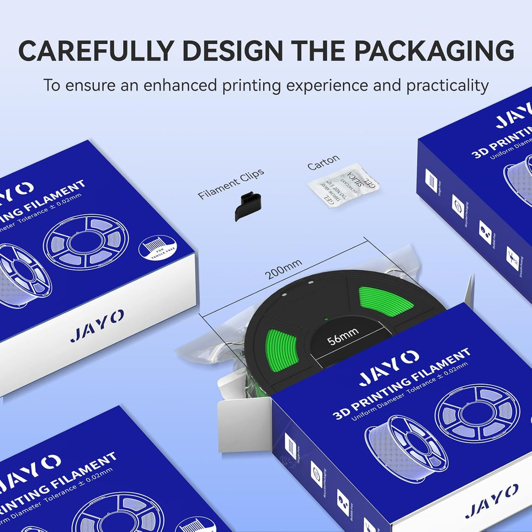 JAYO PLA Filament 1.75 mm, 3D Drucker Filament, Massgenauigkeit +/- 0.02mm, 1.1 KG Spule (2,4 lbs),