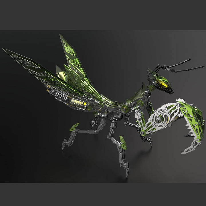 Bunte 3D Metall Puzzle Modellbausatz für Erwachsene mit Licht, DIY Metall 3D Puzzle Mantis Modell Ki