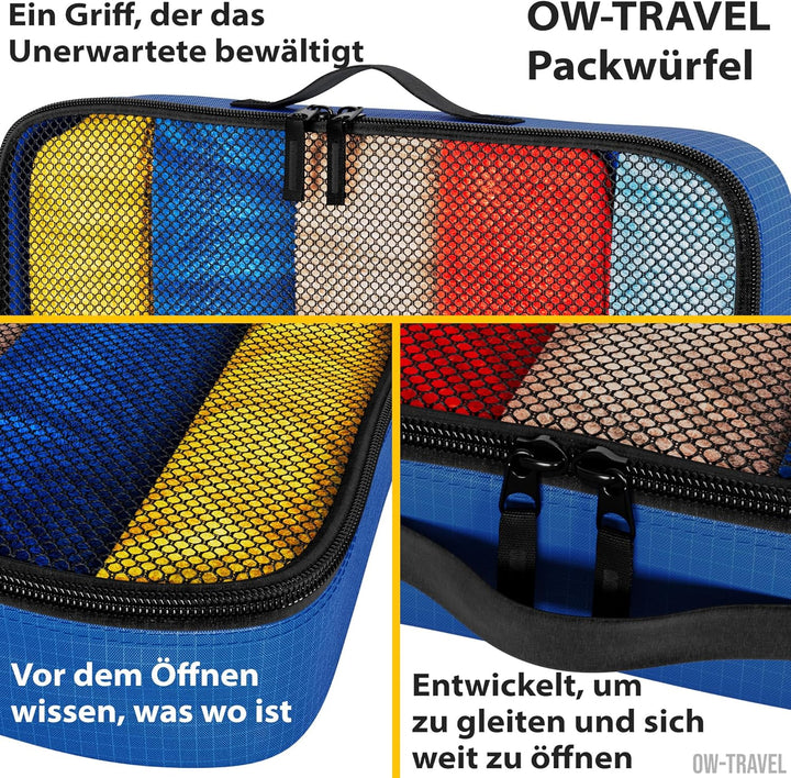 OW-Travel Einfach zu Organisierende Packtaschen für Koffer Medium Kleiderlagerung mit Reisewürfeln e