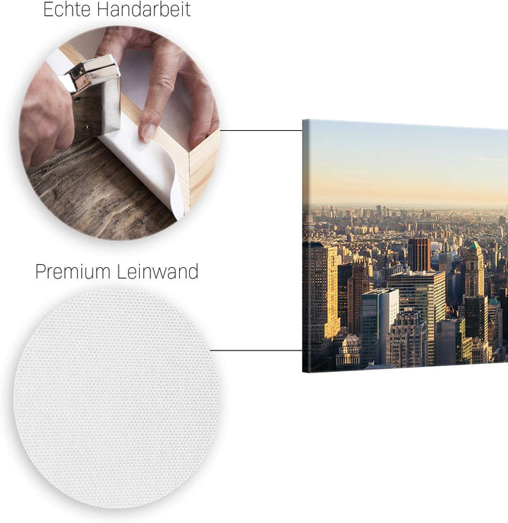 ge Bildet Bild auf Leinwand | New York City Skyline L in 120x50 cm als Panorama Wandbild XXL | Wand-