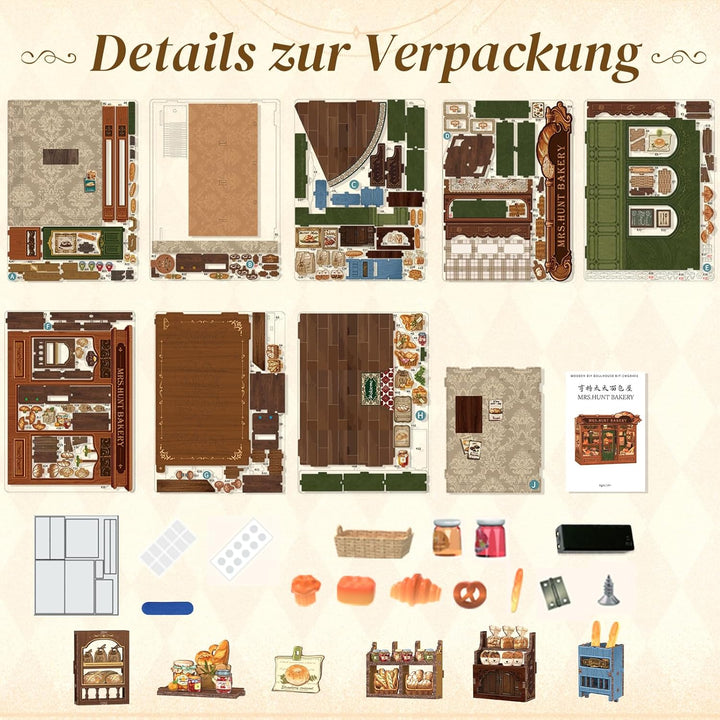 Cutefun Book Nook Kit - DIY Häuser LED-Beleuchtung - Miniature House Holzmodell Puppenhaus- 3D Holz