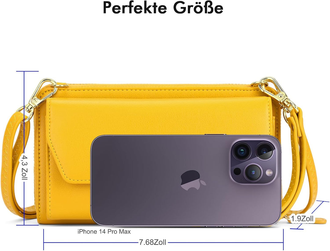 nuoku Geldbörse Damen mit RFID, Kleine Portemonnaie Damen mit Kreditkarten Etuis, Handytasche zum Um