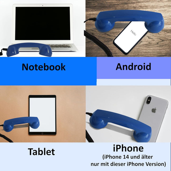 Retro Handyhörer für Apple iPhones mit Lightning (passender Adapter mit inbegriffen) in der Form ein