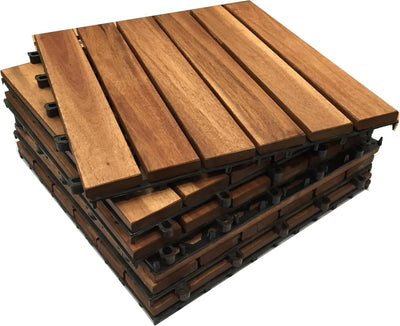 CLICK-DECK Hartholz-Terrassenfliesen, Terrasse, Balkon, Beton, Whirlpool, 30 x 30 cm, quadratische V