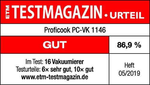 Profi Cook PC-VK 1146 vollautomatisches Edelstahl-Vakuumiergerät inkl. elektronischem Sensor Touch-B