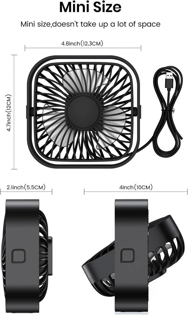 TOPK USB Ventilator 2 Stück Mini Tischventilatoren leiser Betrieb und starker Luftstrom, 3 Geschwind