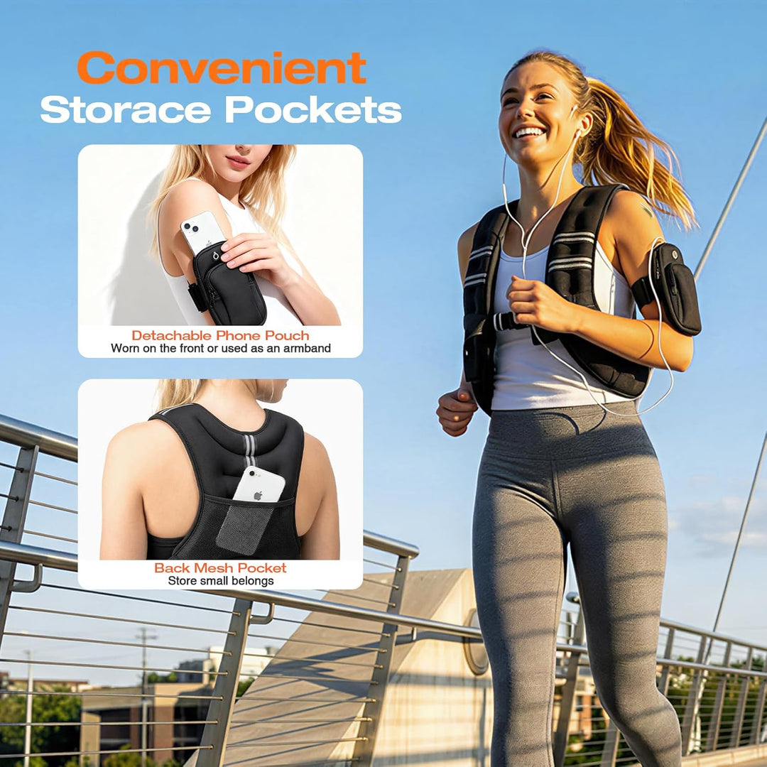Gewichtsweste für Damen und Herren, 5kg Weighted Vest mit reflektierendem Streifen, verstellbare Sch
