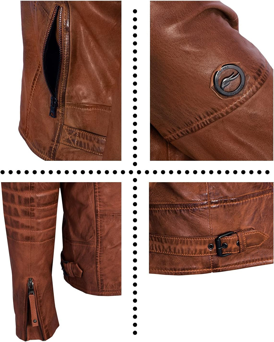 Blueorn Heeda Damen Lederjacke Übergangsjacke aus feinstem Lammnappa Leder - Modernen Bikerjacke Ech