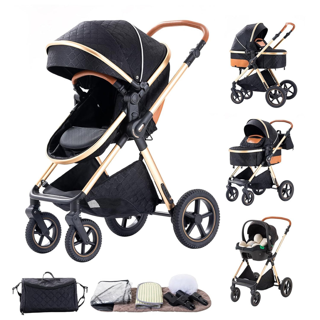 BEBBY Kinderwagen, Standard-Kinderwagen, Kinderwagen 3 in 1,Kinderwagen mit Faltbarem Tragbarem für