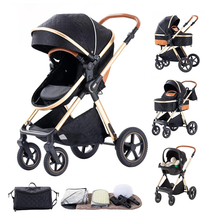 BEBBY Kinderwagen, Standard-Kinderwagen, Kinderwagen 3 in 1,Kinderwagen mit Faltbarem Tragbarem für
