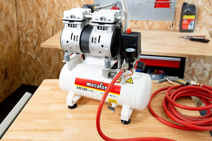 Mecafer 425513 Kompressor, leise, 59 dB, 6 l, 0,75 HP/8 bar