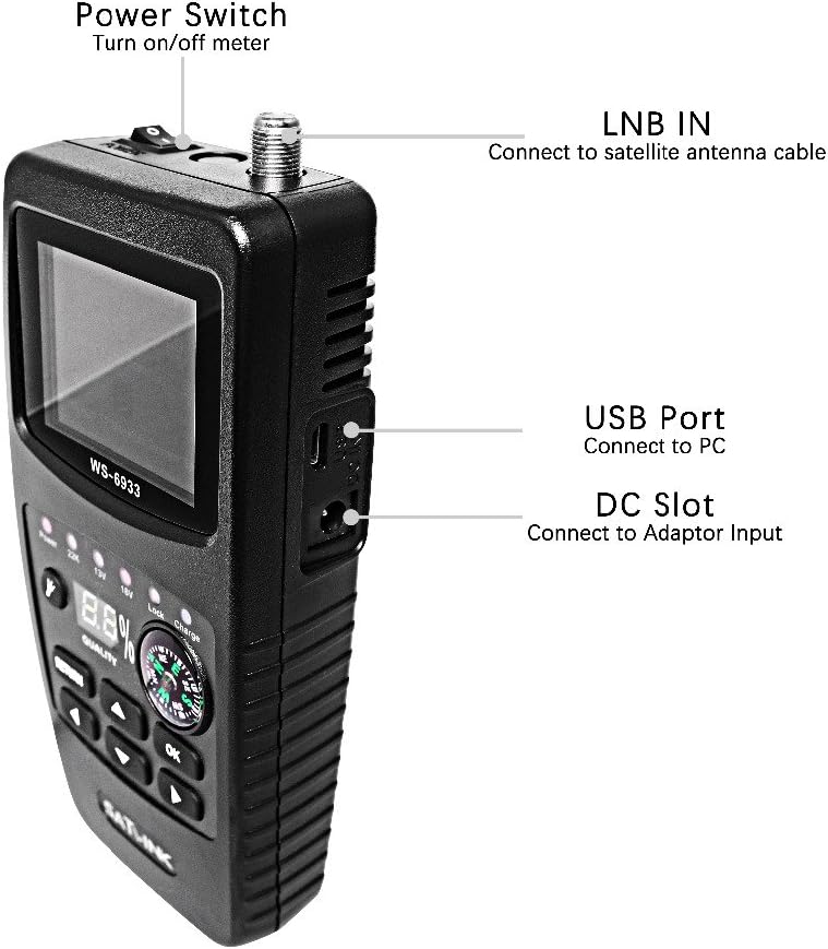 SATLINK Satellite Finder Meter DVB-S2/S HD Digital Sat Finder Mit 2.1 inch LCD Display Kompass Satme