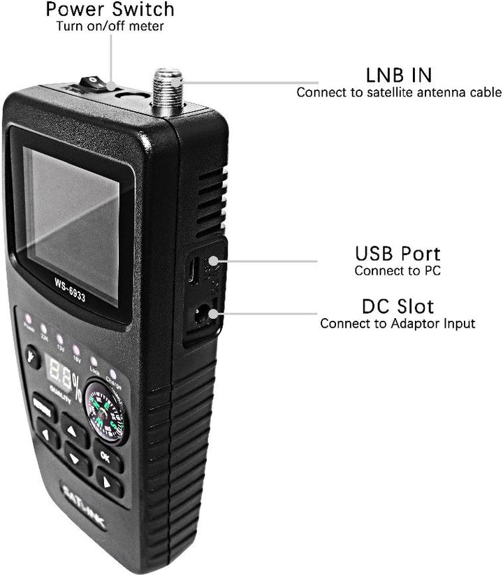 SATLINK Satellite Finder Meter DVB-S2/S HD Digital Sat Finder Mit 2.1 inch LCD Display Kompass Satme