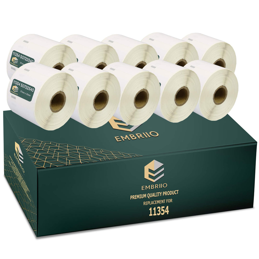 EMBRIIO 11354 S0722540 | 10er Set Etiketten Rollen Ersatz für Dymo LabelWriter 4XL 450 400 330 320 3